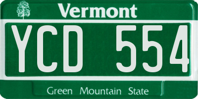 VT license plate YCD554