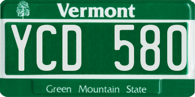 VT license plate YCD580