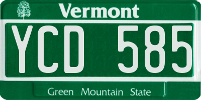 VT license plate YCD585