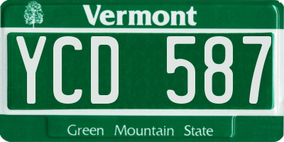 VT license plate YCD587