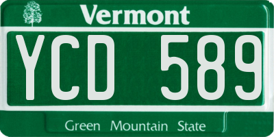 VT license plate YCD589