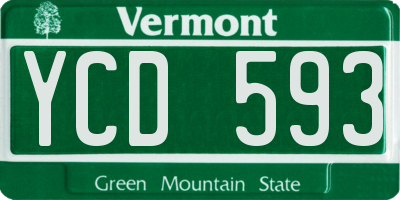 VT license plate YCD593