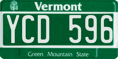 VT license plate YCD596