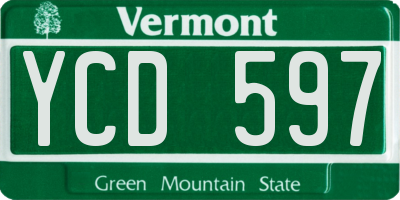 VT license plate YCD597