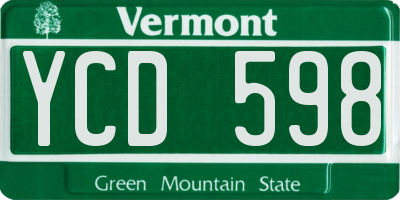 VT license plate YCD598