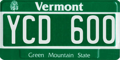 VT license plate YCD600