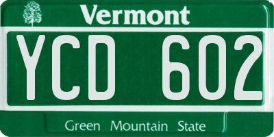 VT license plate YCD602