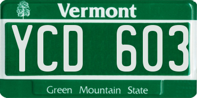 VT license plate YCD603