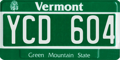 VT license plate YCD604