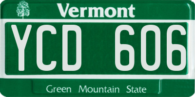 VT license plate YCD606