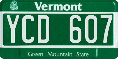 VT license plate YCD607