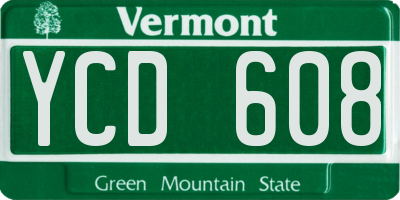 VT license plate YCD608