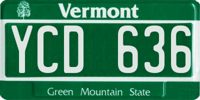 VT license plate YCD636