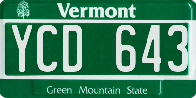 VT license plate YCD643