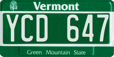 VT license plate YCD647