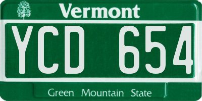 VT license plate YCD654