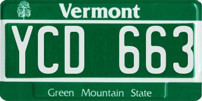 VT license plate YCD663