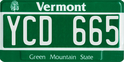 VT license plate YCD665