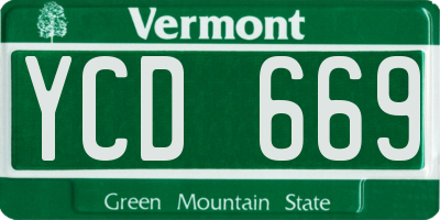 VT license plate YCD669