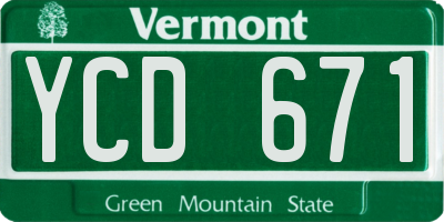 VT license plate YCD671
