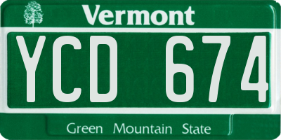 VT license plate YCD674