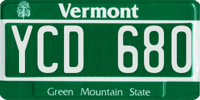 VT license plate YCD680