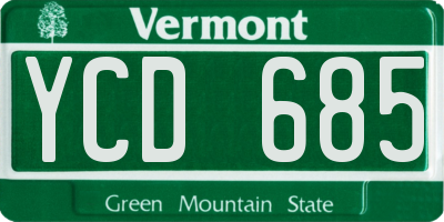 VT license plate YCD685