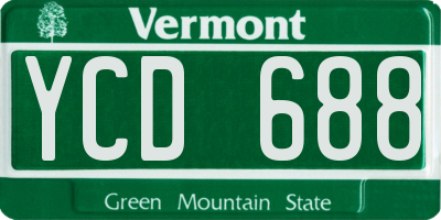 VT license plate YCD688