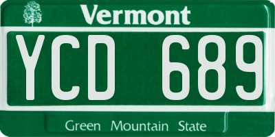 VT license plate YCD689