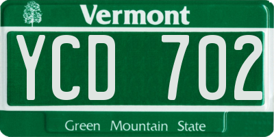 VT license plate YCD702