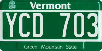 VT license plate YCD703