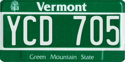 VT license plate YCD705