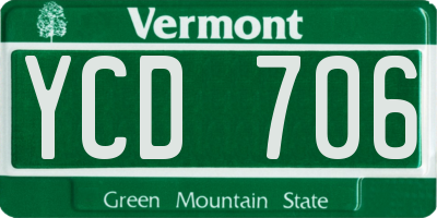 VT license plate YCD706