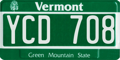 VT license plate YCD708