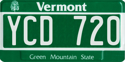 VT license plate YCD720