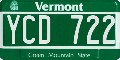 VT license plate YCD722