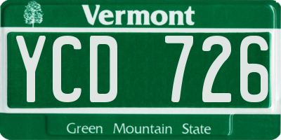 VT license plate YCD726