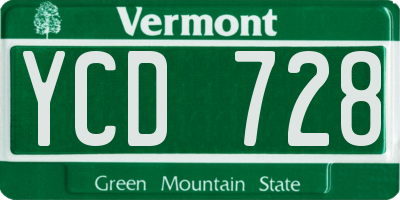 VT license plate YCD728