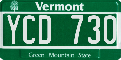 VT license plate YCD730