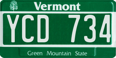 VT license plate YCD734
