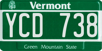 VT license plate YCD738