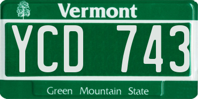 VT license plate YCD743