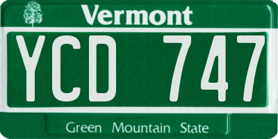 VT license plate YCD747
