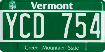 VT license plate YCD754