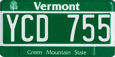 VT license plate YCD755