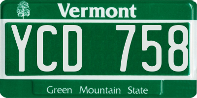 VT license plate YCD758