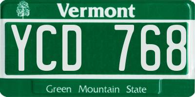 VT license plate YCD768