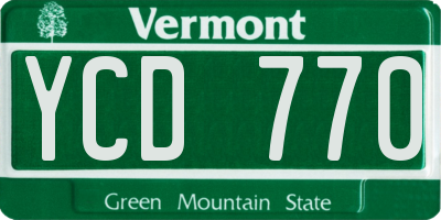 VT license plate YCD770