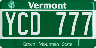 VT license plate YCD777