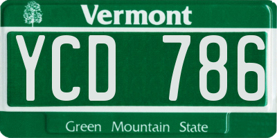 VT license plate YCD786